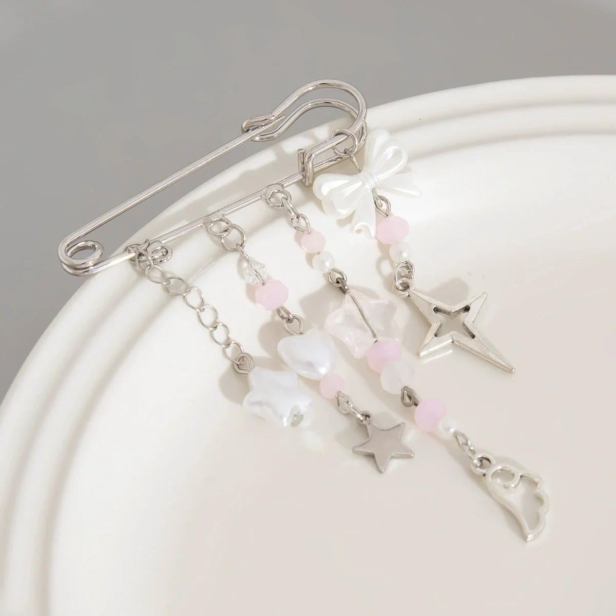 Jewelry Alloy Pastoral Star Heart Beaded Pendant Brooch Electroplated Bag Accessories - Image 4