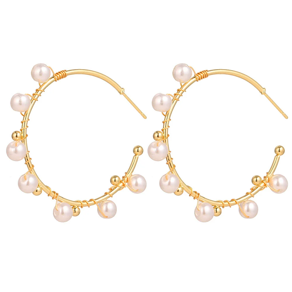 Jewelry Alloy Pearl Geometric Irregular Electroplated Earrings - Image 10