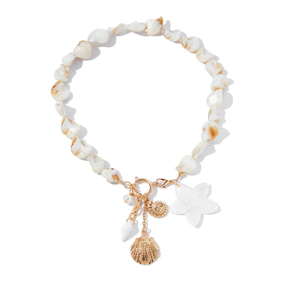 Jewelry Alloy Pearl Shell Geometric Handmade Irregular Ocean Style Women's Necklace Bracelet - Image 5