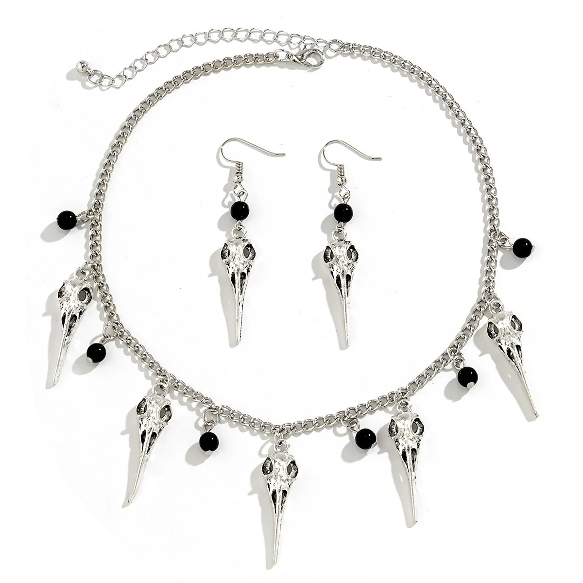 Jewelry Alloy Pointed Skull Pendant Tassel Necklace Hip Hop Geometric Electroplating - Image 4
