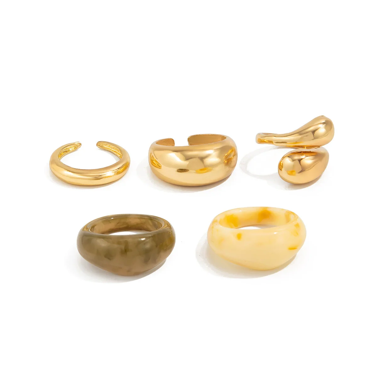 Jewelry Alloy Resin Geometric Water Drop Hug Ring Electroplating Minimalist Style - Image 5