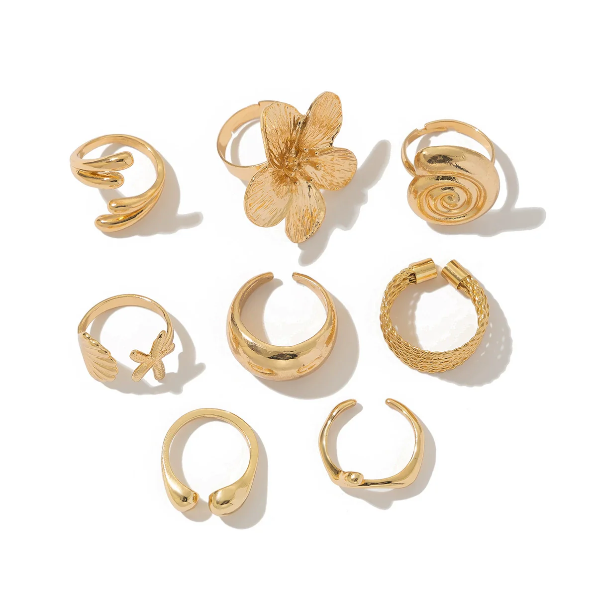 Jewelry Alloy Starfish Scallop Flower Open Ring Electroplating For Women - Image 5