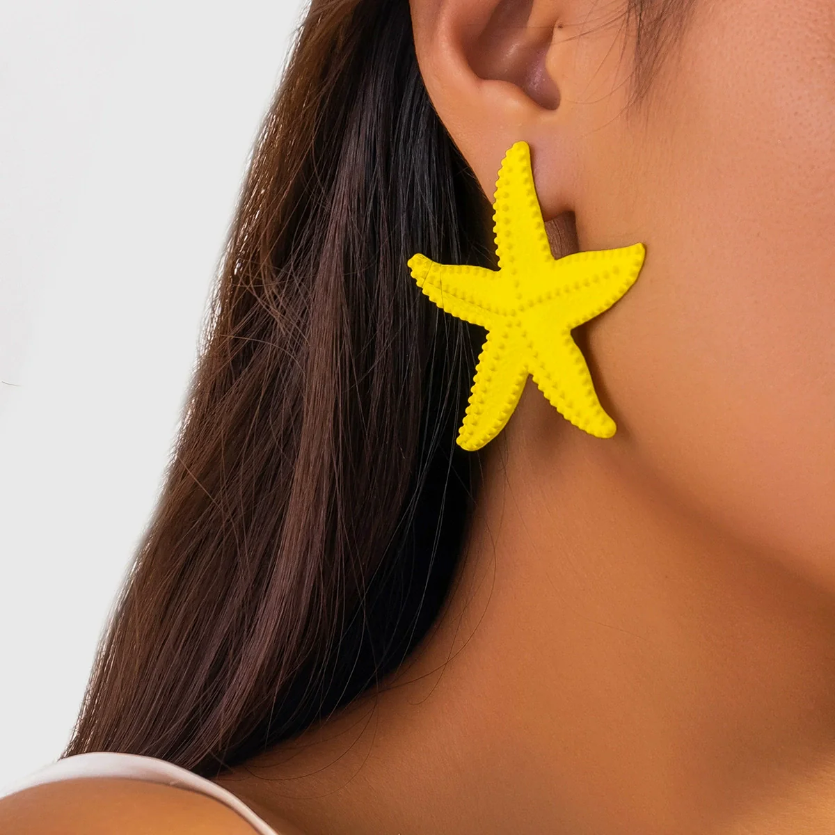 Jewelry Alloy Starfish Three Dimensional Exaggerated Earrings With Electroplating Treatment