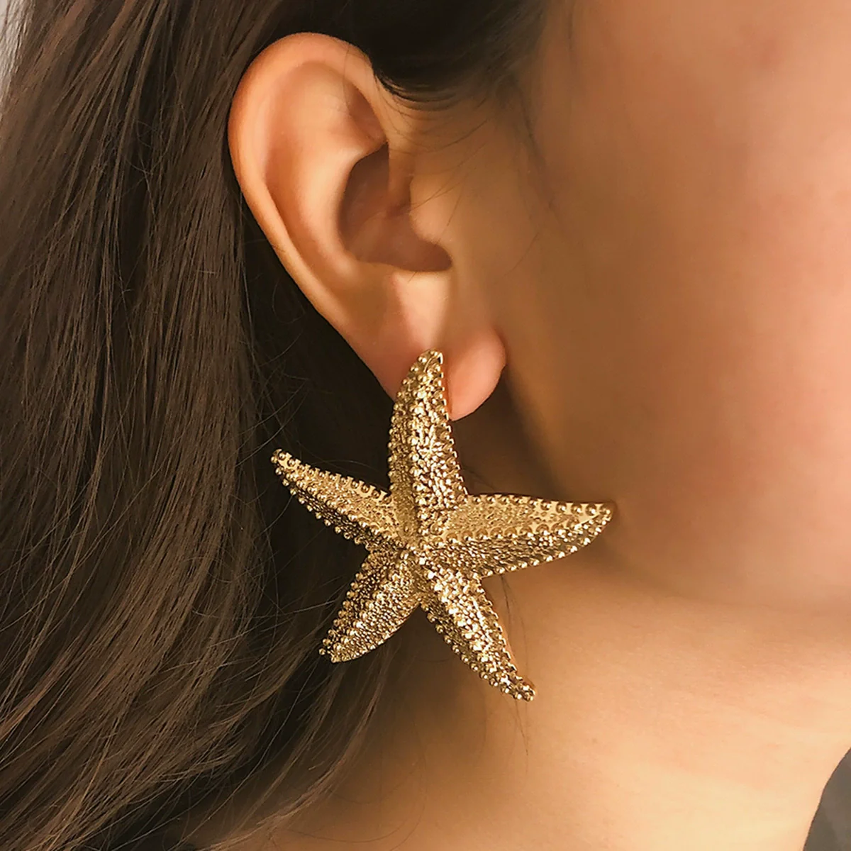Jewelry Alloy Starfish Three Dimensional Exaggerated Earrings With Electroplating Treatment - Image 6