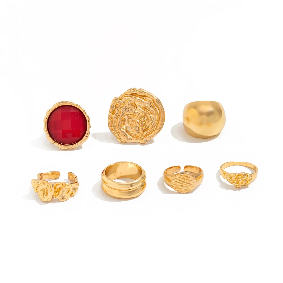 Jewelry Alloyacrylic Drill Geometric Style Electroplated Ring Set - Image 5