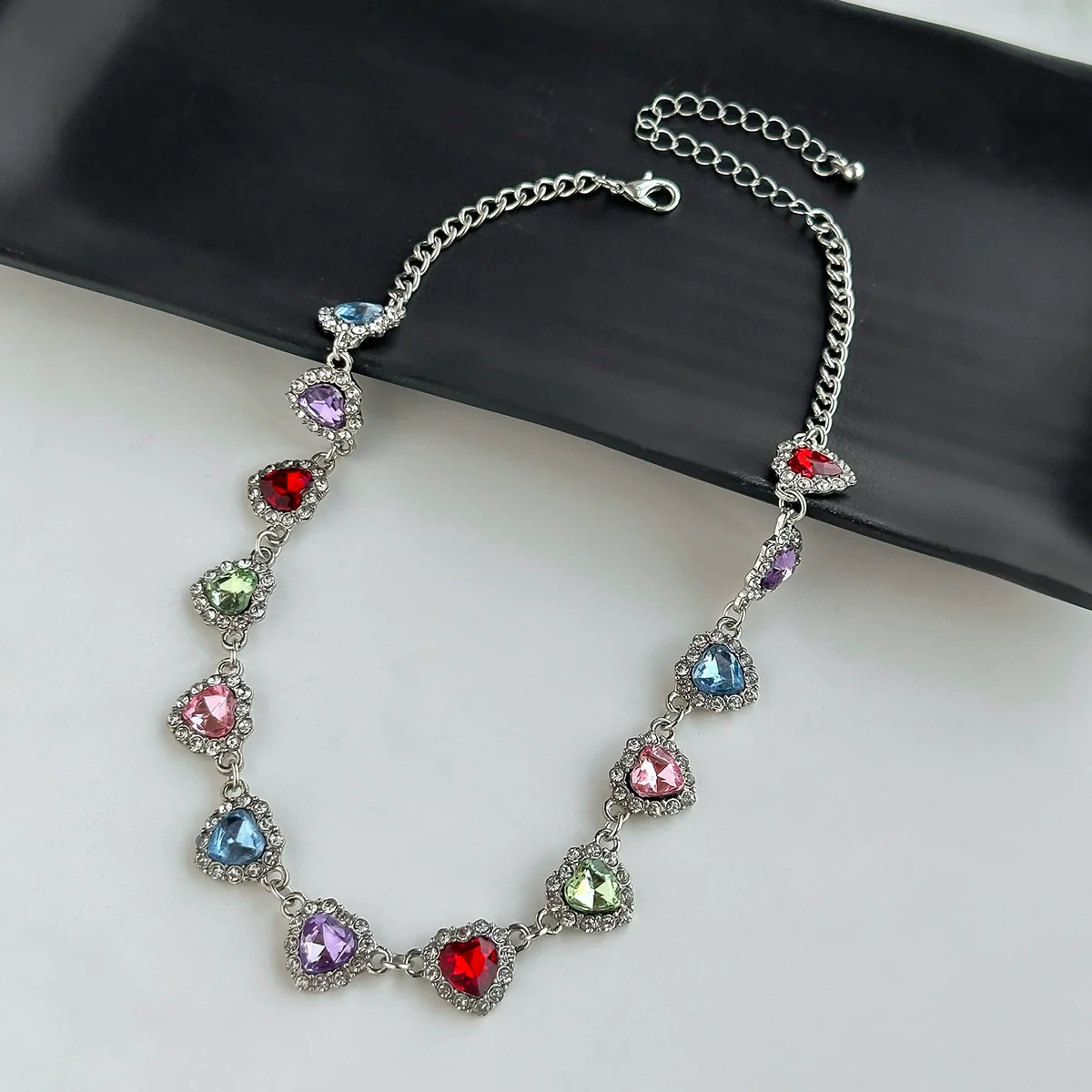 Jewelry Alloyacrylic Drill Heart Shape Electroplating Women's Clavicle Chain Necklace - Image 7