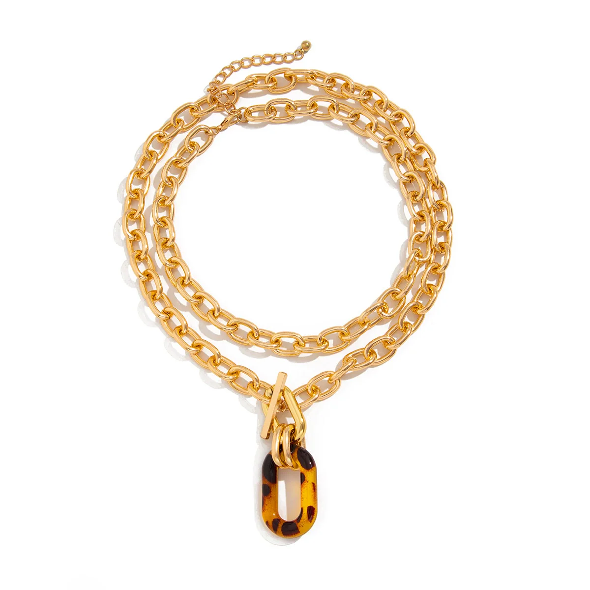 Jewelry Aluminum Chain And Acrylic Geometric Irregular Leopard Buckle Clavicle Chain Electroplated For Women Highend - Image 5