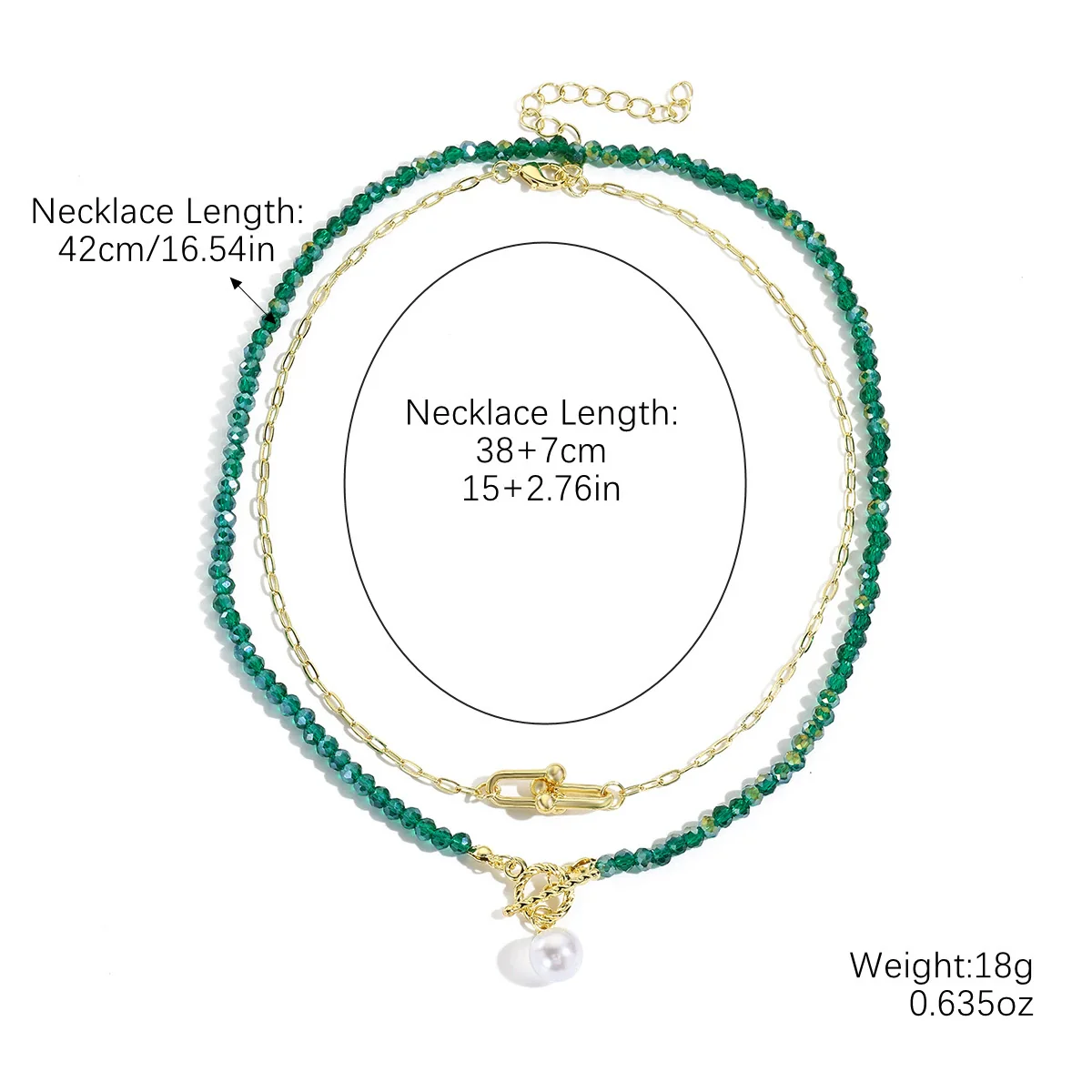 Jewelry Artificial Crystal Beaded Double Layer Necklace With Alloy Pendant Heart Shape Geometric Style Electroplating - Image 9