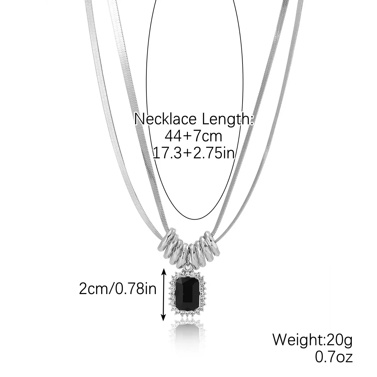 Jewelry Artificial Crystal Heart Pendant Snake Bone Chain Electroplated Simple Style - Image 9