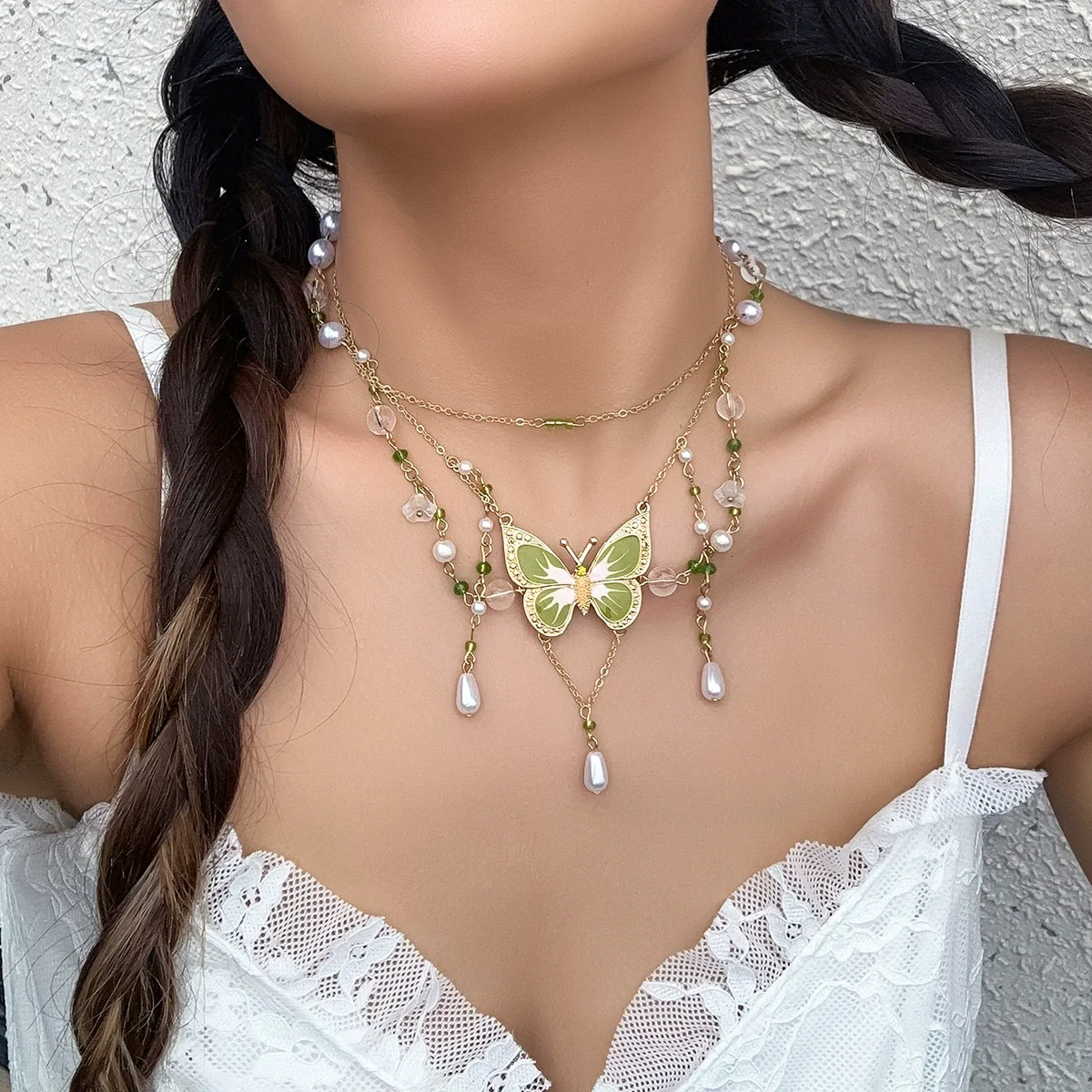 Jewelry Artificial Crystal Imitation Pearls Snake Bone Chain Animal Zodiac Butterfly Choker Electroplating Design For Women - Image 7