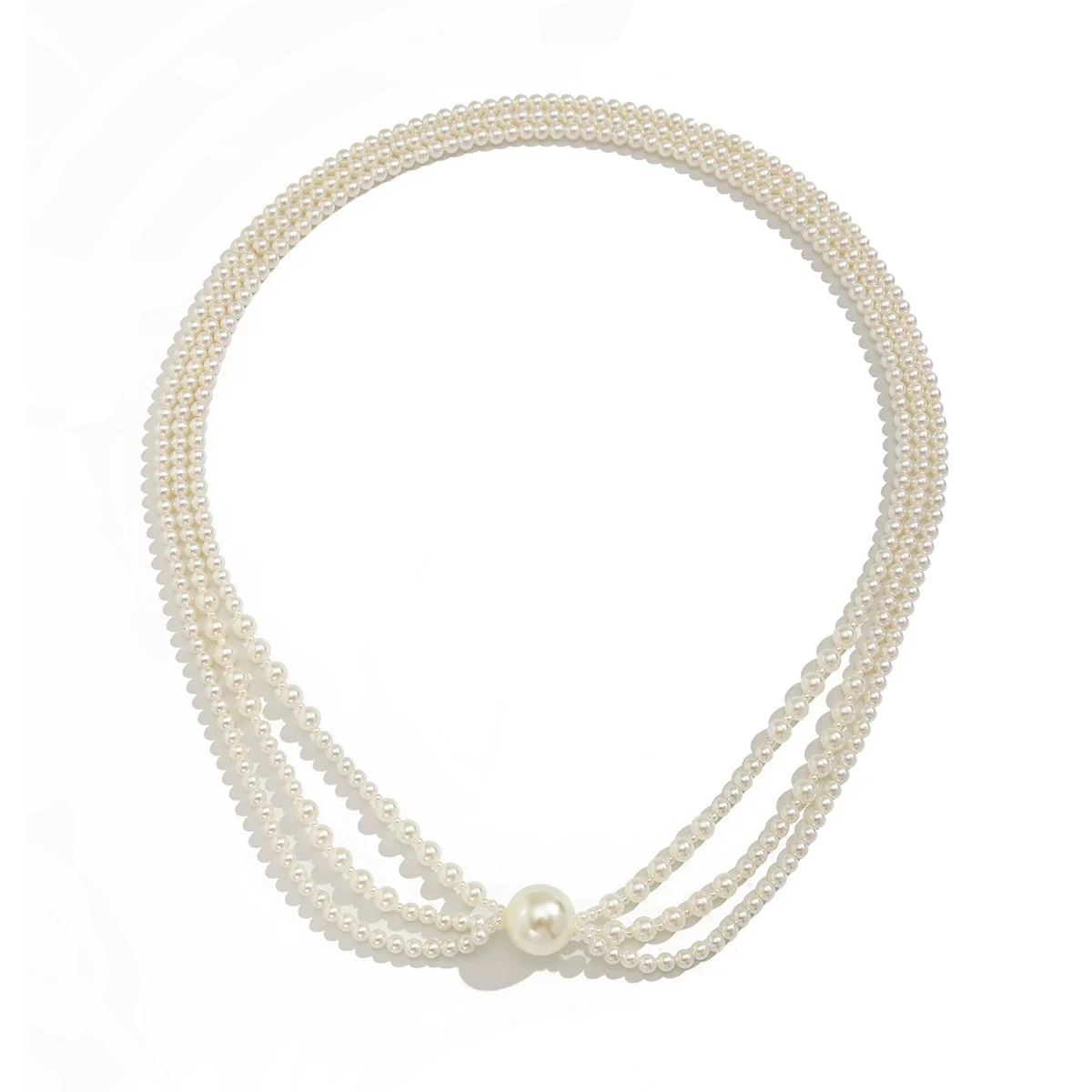 Jewelry Baroque Geometric Imitation Pearl Beaded Clavicle Chain Multilayer Long Necklace With Electroplating - Image 5