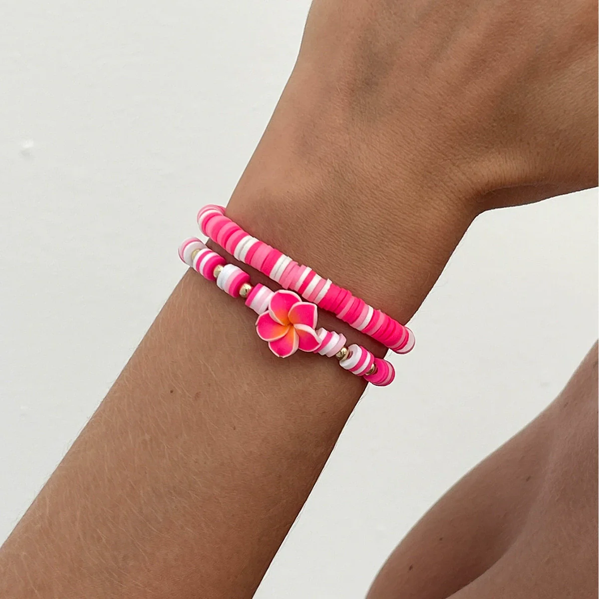 Jewelry Bohemian Fivepetal Flower Pendant Bracelet Polymer Clay Ccb Electroplated - Image 9