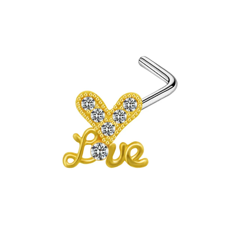 Jewelry Bow Nose Stud Copper Stainless Steel Heart Shape Gold Plated - Image 13