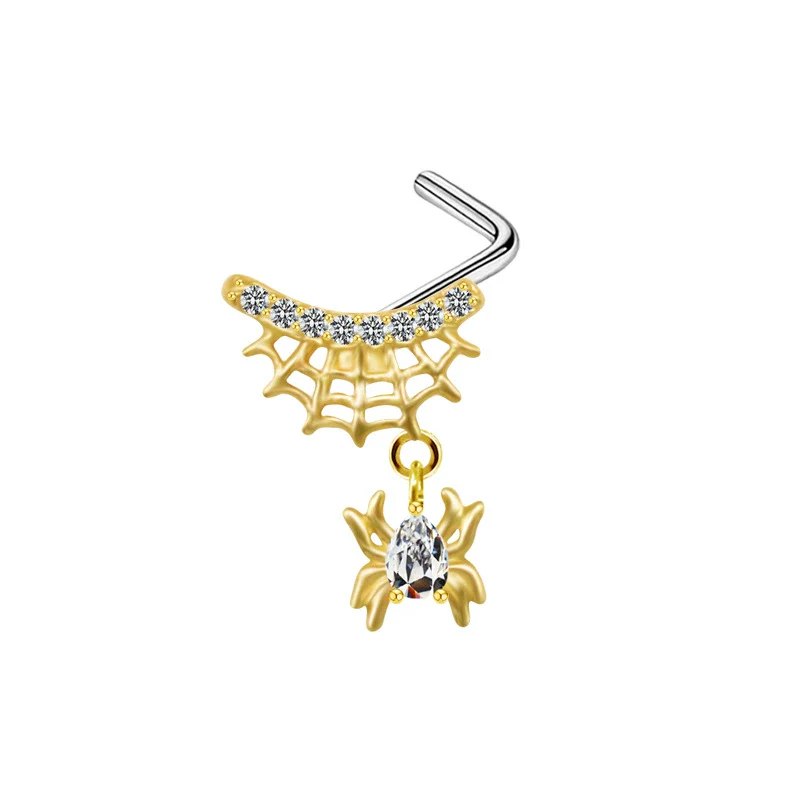 Jewelry Bow Nose Stud Copper Stainless Steel Heart Shape Gold Plated - Image 6