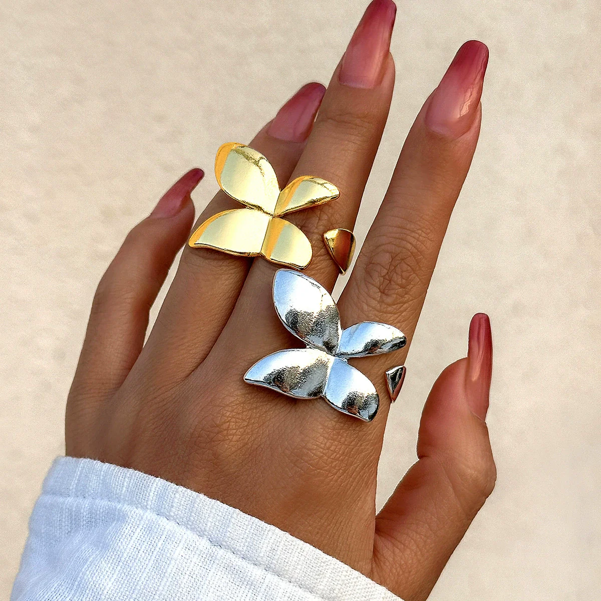 Jewelry Butterfly Knuckle Ring Alloy Bow Electroplated