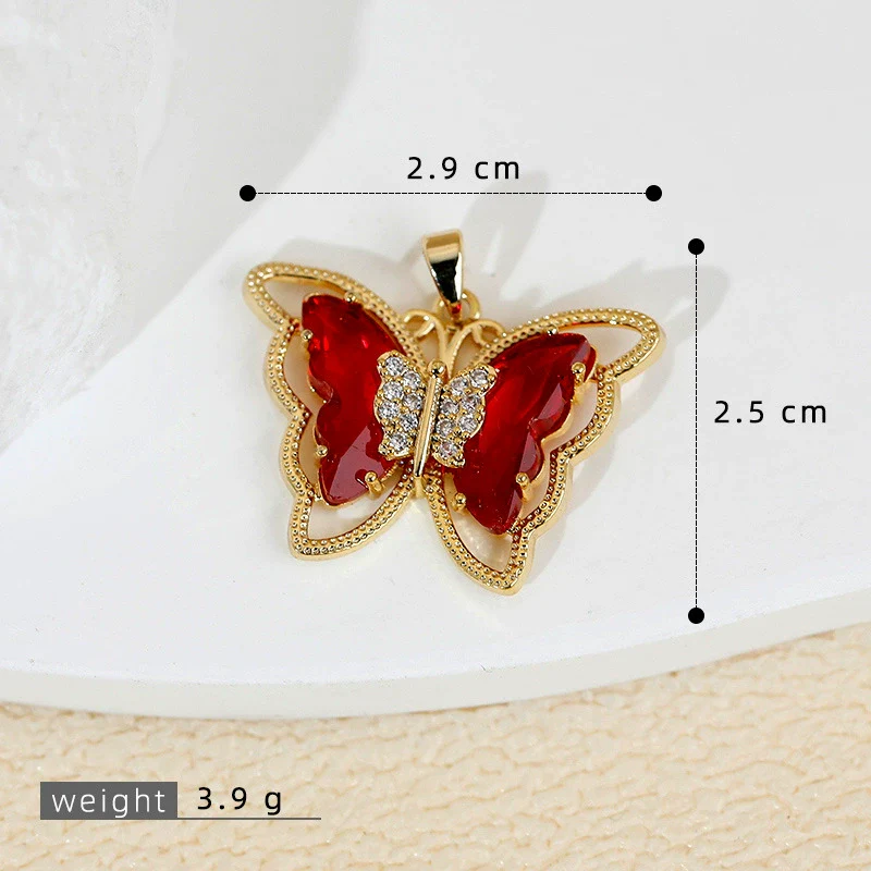 Jewelry Butterfly Pendant And Earrings Copper 18K Goldplated Insect Animal Zodiac Cartoon Style - Image 7