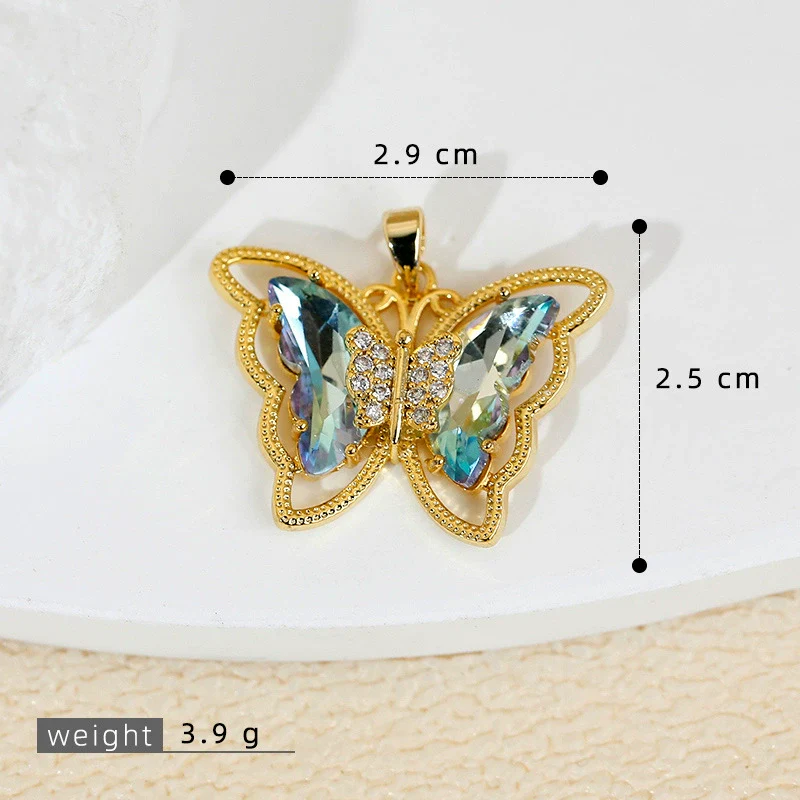 Jewelry Butterfly Pendant And Earrings Copper 18K Goldplated Insect Animal Zodiac Cartoon Style - Image 9