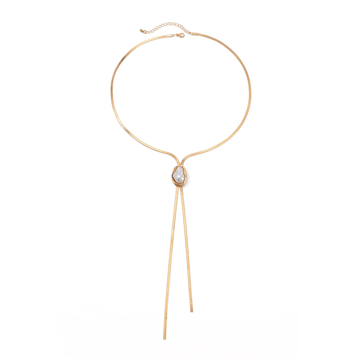 Jewelry Clavicle Chain Copper Alloy Imitation Pearl Geometric Electroplating Yshaped - Image 5