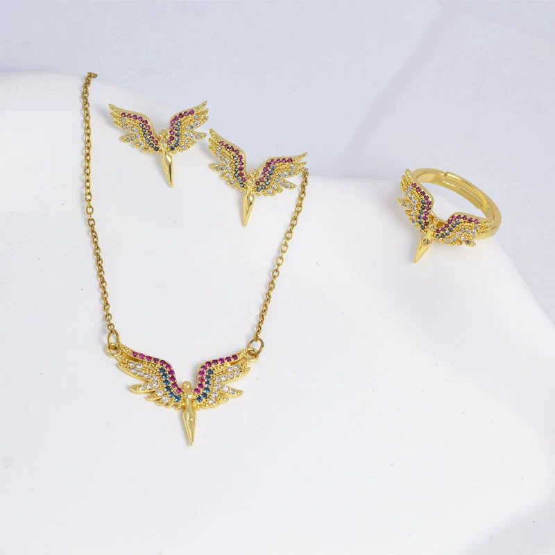 Jewelry Copper Angelshaped Electroplated With Colored Diamonds And Cartoon Characters Design