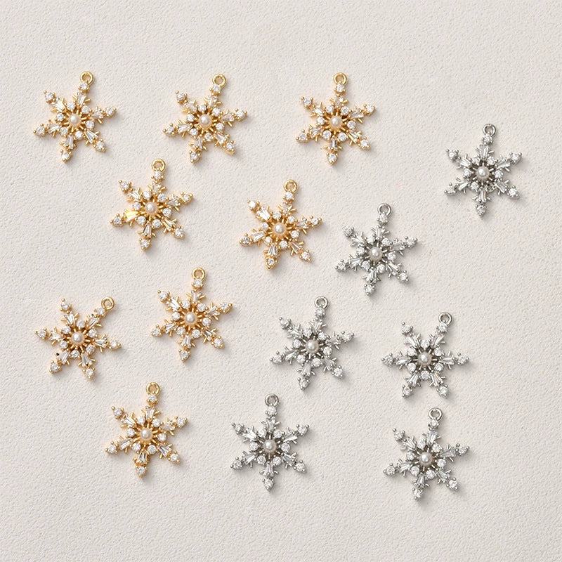 Jewelry Copper Electroplated Snowflake Pearl Pendant Material Accessories