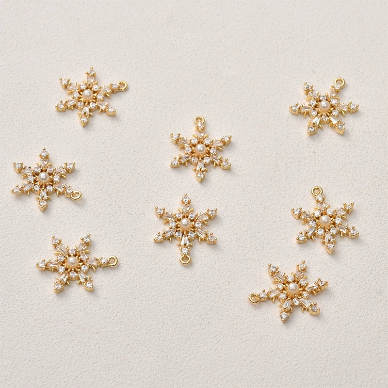 Jewelry Copper Electroplated Snowflake Pearl Pendant Material Accessories - Image 2