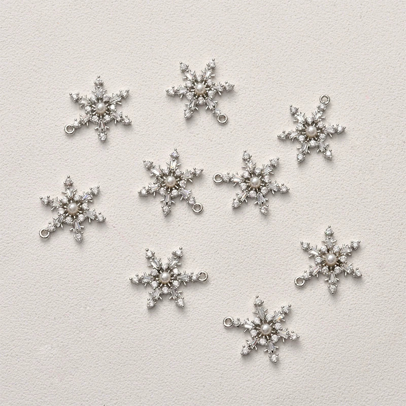 Jewelry Copper Electroplated Snowflake Pearl Pendant Material Accessories - Image 5