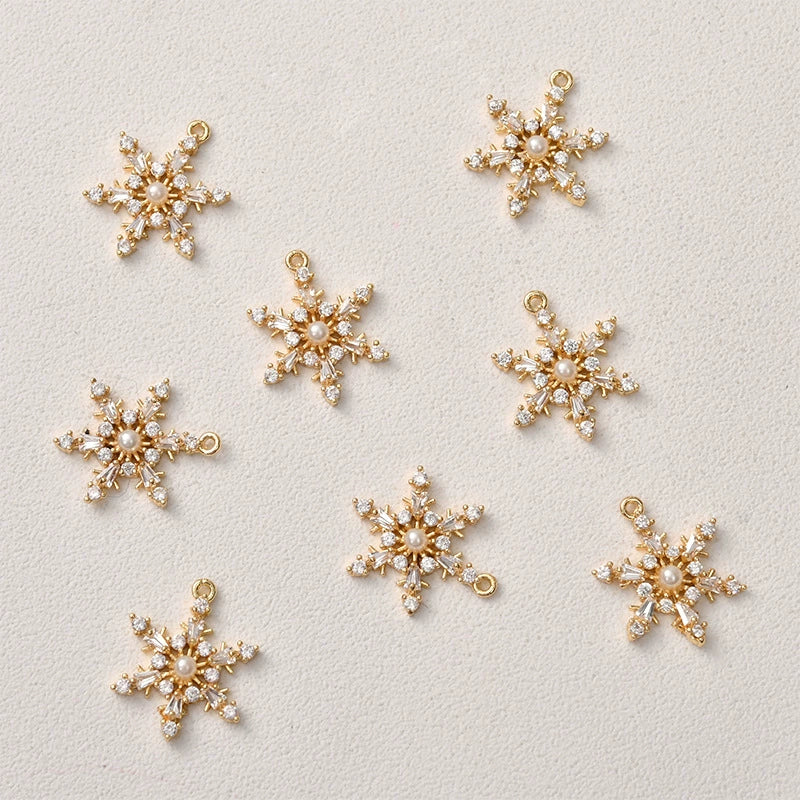 Jewelry Copper Electroplated Snowflake Pearl Pendant Material Accessories - Image 6
