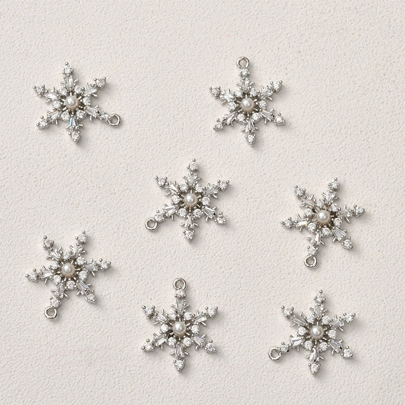 Jewelry Copper Electroplated Snowflake Pearl Pendant Material Accessories - Image 7