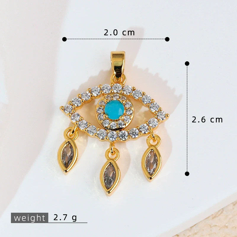 Jewelry Copper Electroplated Tassel Necklace Pendant With Devil's Eye Design - Image 8