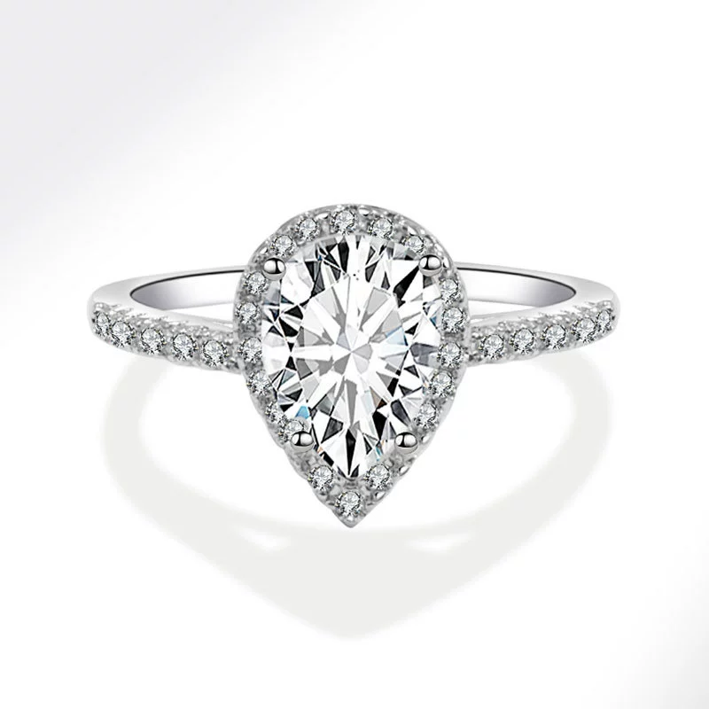 Jewelry Copper Geometric Dropshaped Zircon Electroplated Ladies Wedding Ring - Image 6