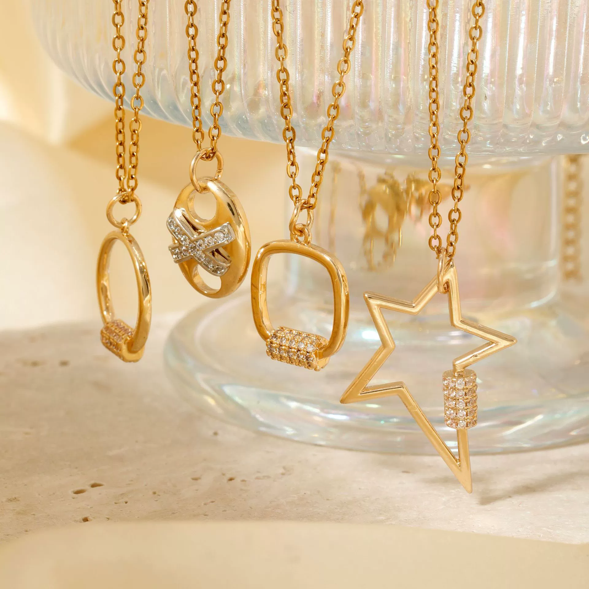 Jewelry Copper Geometric Pendant Necklace Electroplating Luxury Niche Design