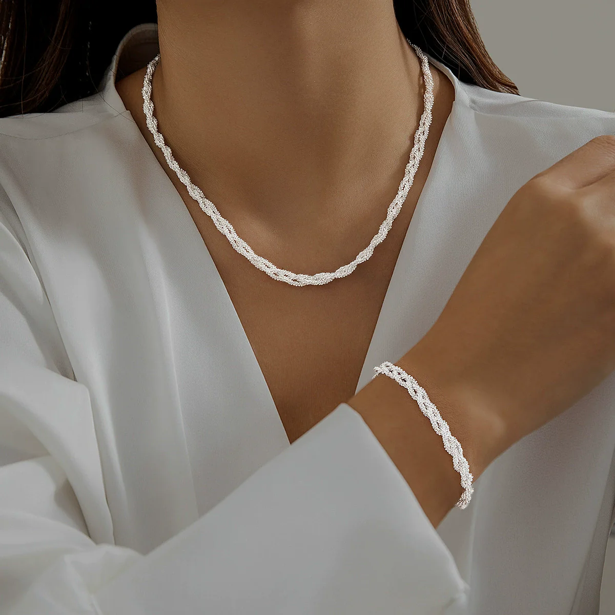 Jewelry Copper Geometric Sparkling Multi Layer Clavicle Necklace For Women Electroplated