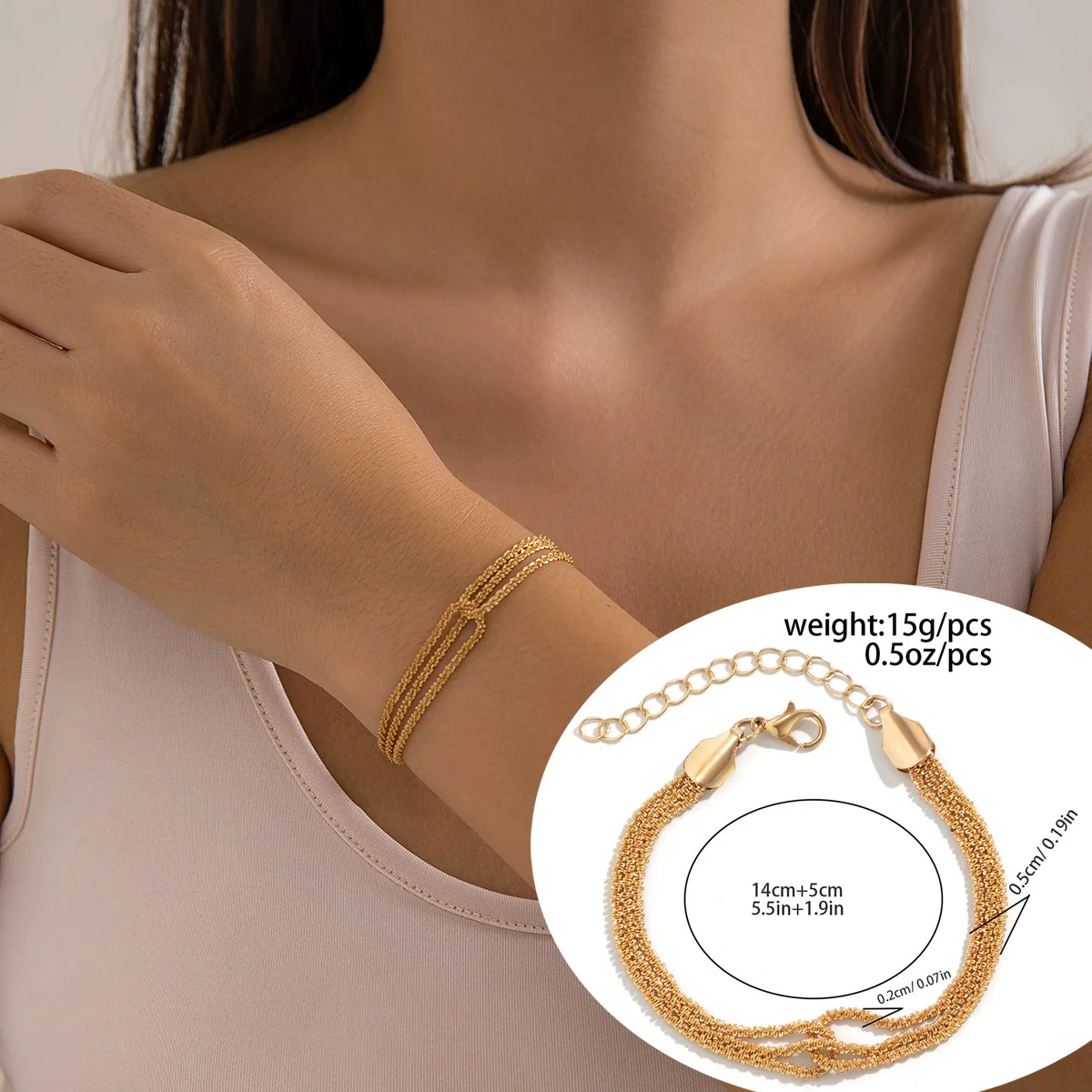 Jewelry Copper Geometric Sparkling Multi Layer Clavicle Necklace For Women Electroplated - Image 9