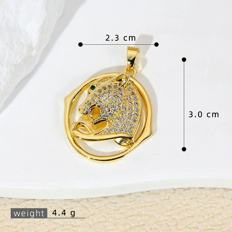 Jewelry Copper Inlaid With Zircon Animal Lion Tiger Leopard Cheetah Hollow Electroplated Pendant - Image 6