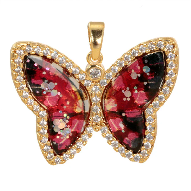 Jewelry Copper Micropaved Animal Zodiac Cartoon Style Butterfly Necklace Pendant - Image 5