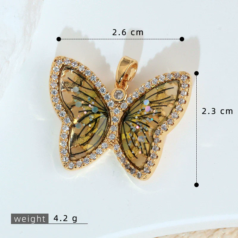 Jewelry Copper Micropaved Animal Zodiac Cartoon Style Butterfly Necklace Pendant - Image 7