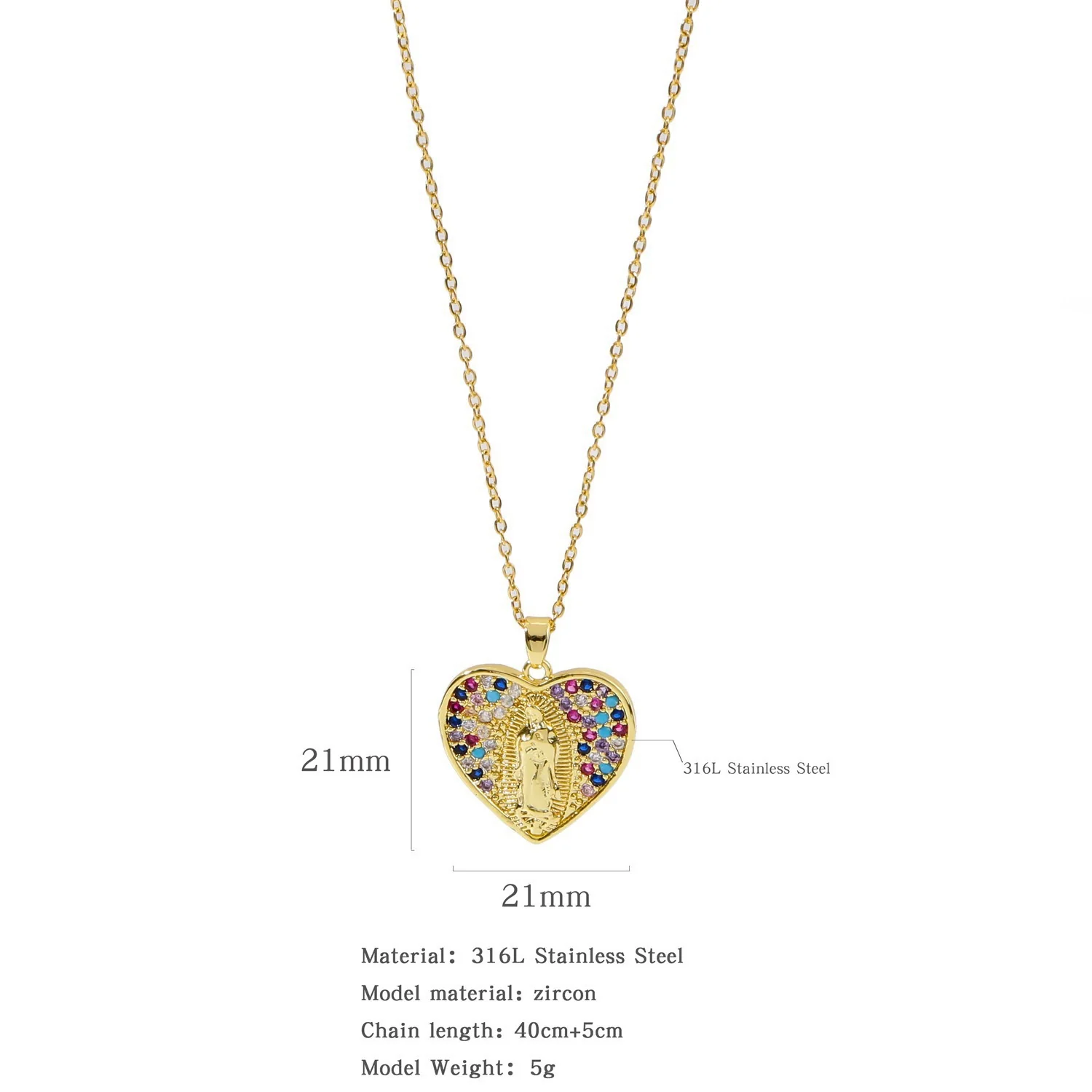 Jewelry Copper Mixed Gem Inlaid Zircon Geometric Electroplating Women's Titanium Steel Ochain Clavicle Necklace - Image 13