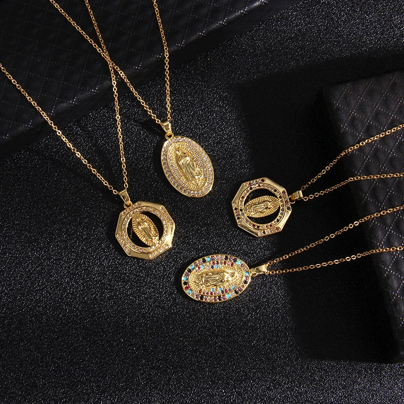 Jewelry Copper Mixed Gem Inlaid Zircon Geometric Electroplating Women's Titanium Steel Ochain Clavicle Necklace - Image 2