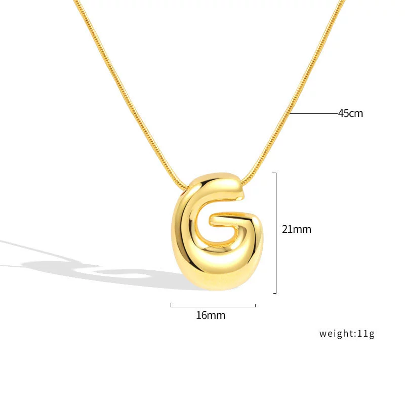 Jewelry Copper Pendant Necklace Geometric Letter Snake Bone Chain Gold Plated - Image 12