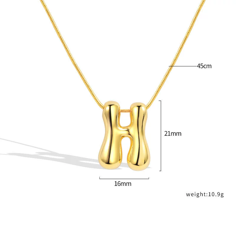 Jewelry Copper Pendant Necklace Geometric Letter Snake Bone Chain Gold Plated - Image 13