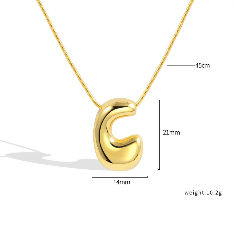 Jewelry Copper Pendant Necklace Geometric Letter Snake Bone Chain Gold Plated - Image 8