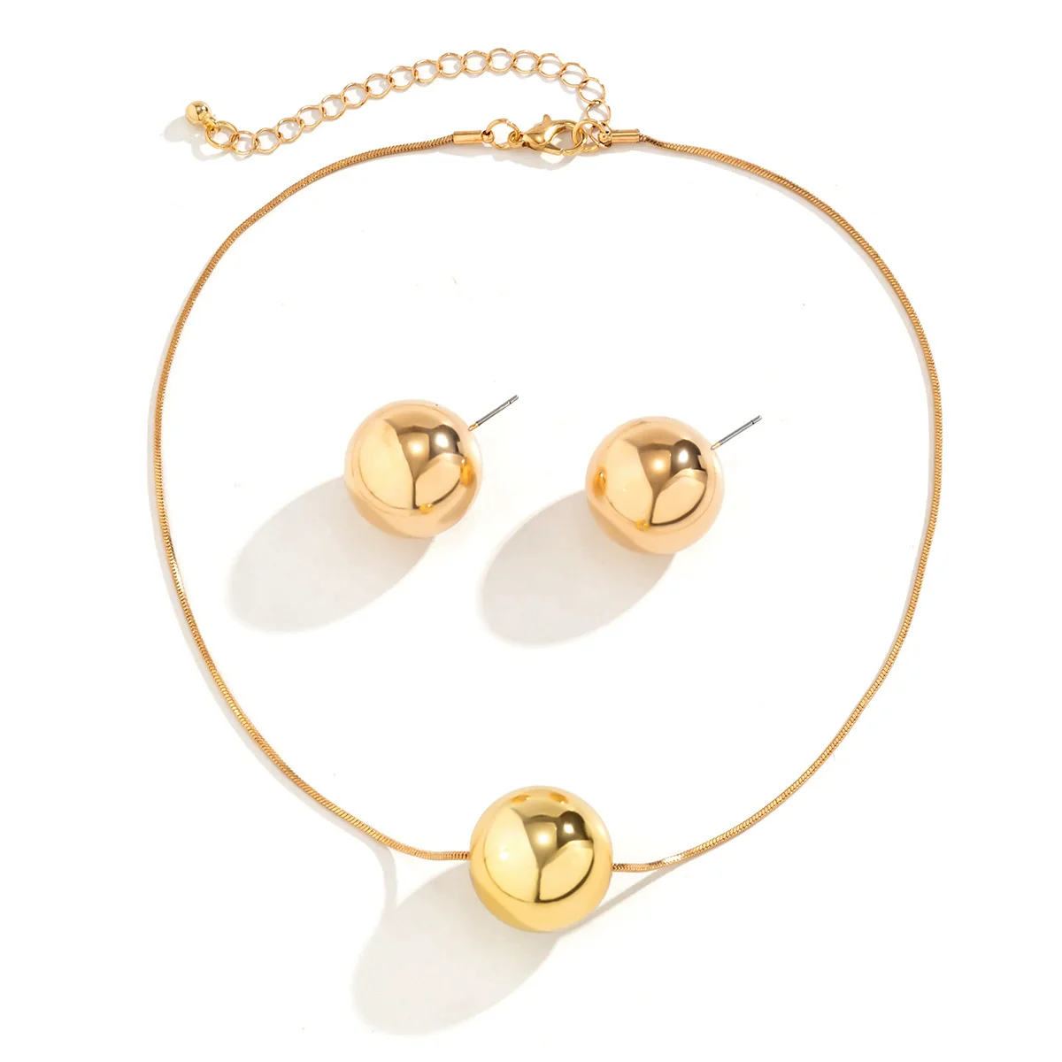 Jewelry Copper Snake Bone Chain Geometric Bead Necklace Women's Punk Style Electroplated - Image 5