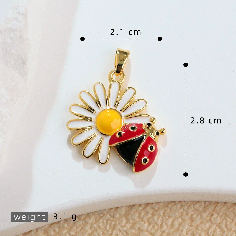 Jewelry Copper Sunflower Daisy Insect Pendant Electroplating - Image 6
