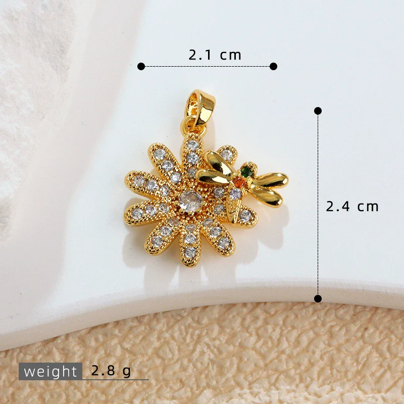 Jewelry Copper Sunflower Daisy Insect Pendant Electroplating - Image 7