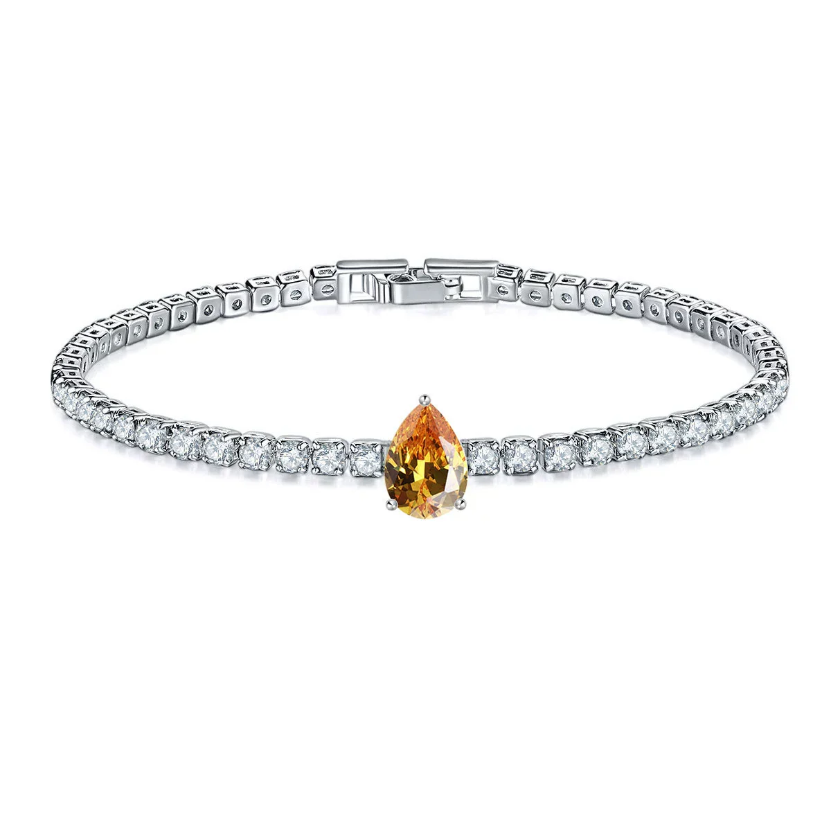 Jewelry Copper Water Drop Shape Microinlaid Zirconia Bracelet - Image 2