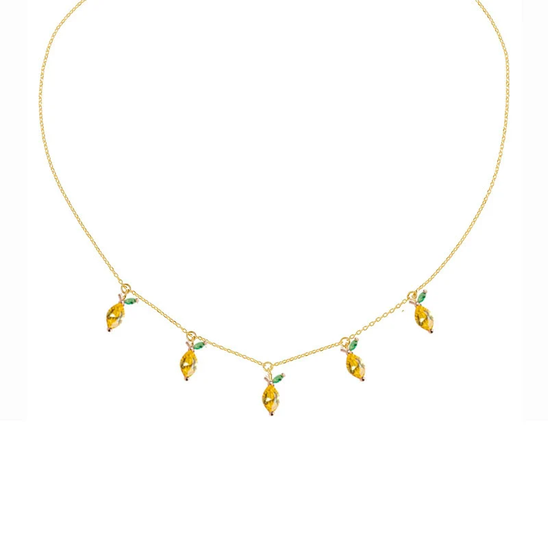 Jewelry Copper Zircon Fruit Pattern Cross Chain Necklace For Women Set With Precious Stones - Image 7
