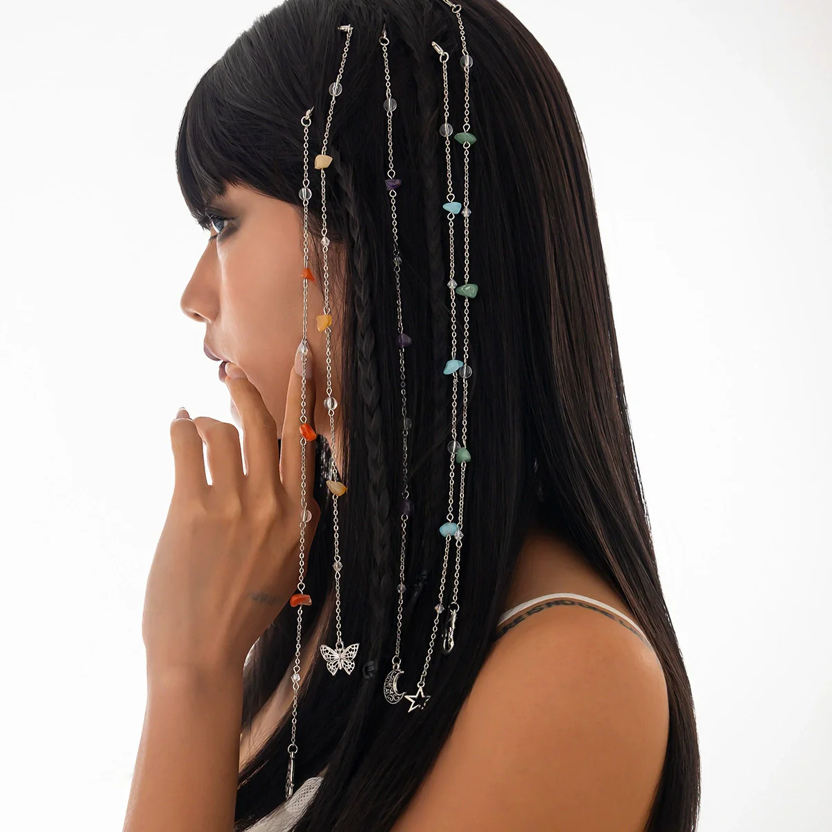 Jewelry Copperclad Iron Chain Turquoise Crystal Electroplated Sweet Style Hairpin