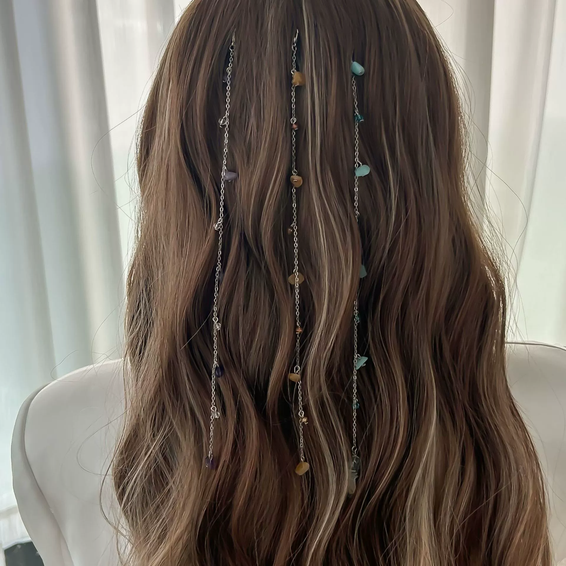 Jewelry Copperclad Iron Chain Turquoise Crystal Electroplated Sweet Style Hairpin - Image 3