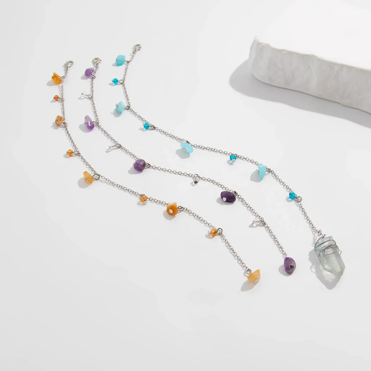 Jewelry Copperclad Iron Chain Turquoise Crystal Electroplated Sweet Style Hairpin - Image 5