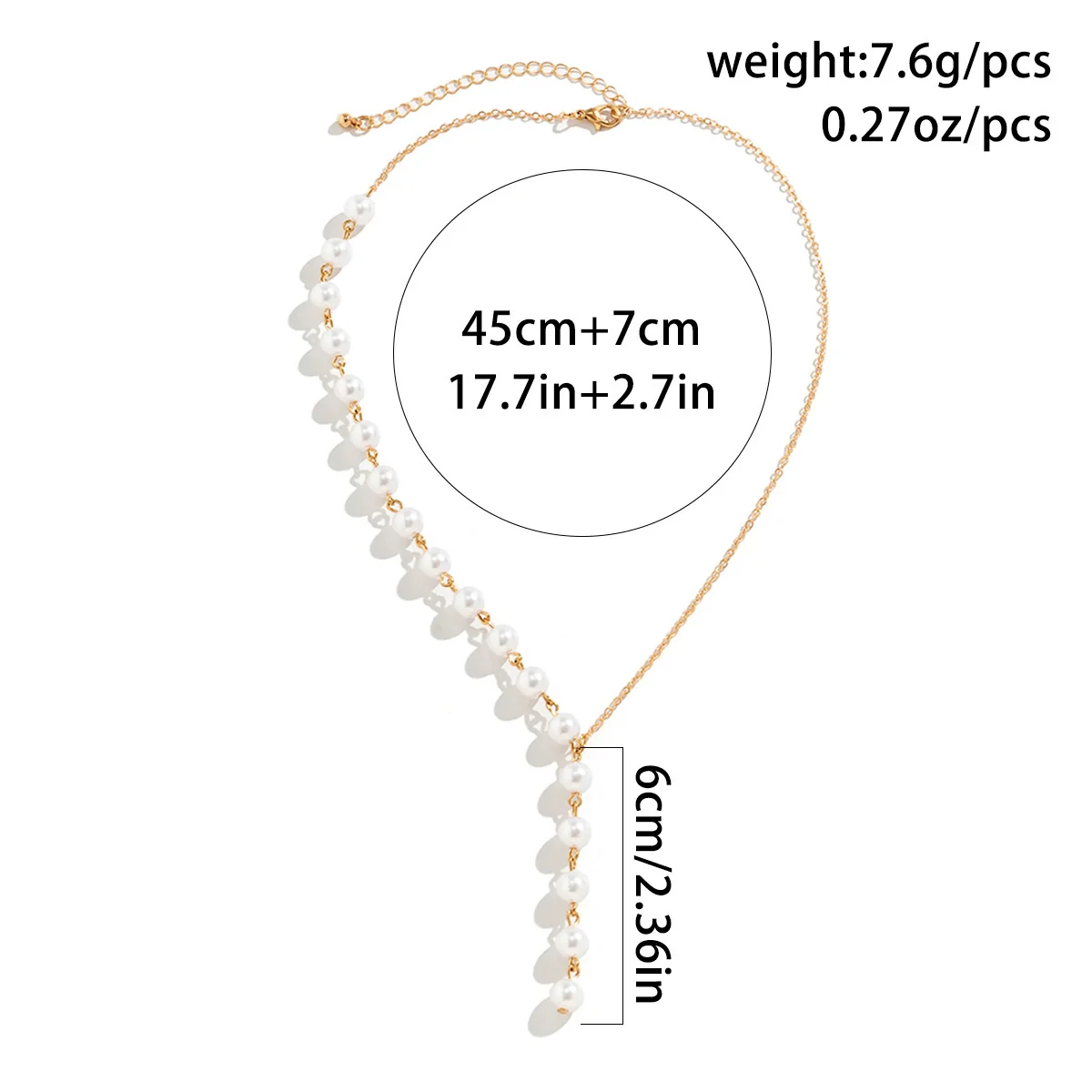 Jewelry Elegant Retro Asymmetric Imitation Pearl Tassel Heartshaped Alloy Geometric Electroplated Necklace For Women - Image 4